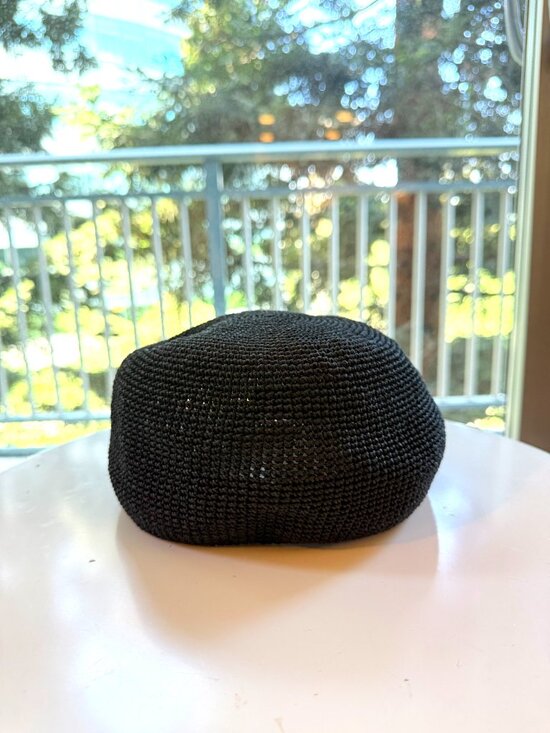 Woven Straw Beret Black | Parisian Scandi Minimalism | NWT main image 4